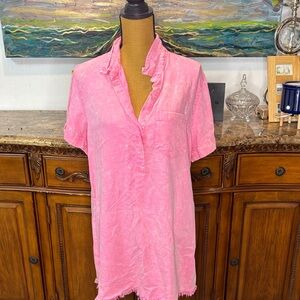 Pink Short Sleeve Button-Up Shirt